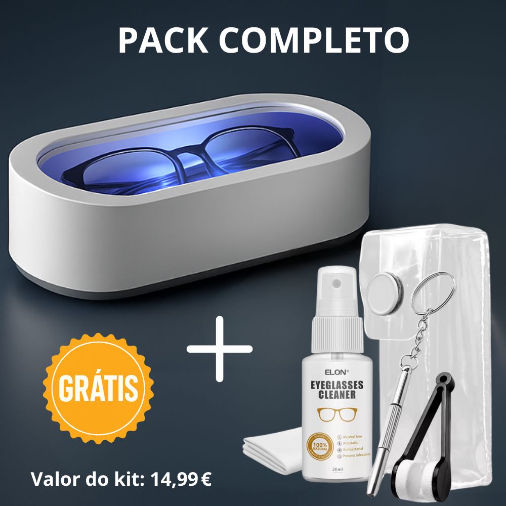 Caixa de Limpeza Ultrassónica para Óculos – Limpeza Profunda e Sem Esforço