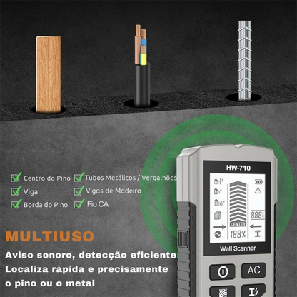Detetor Portátil Multifuncional de Metais e Paredes